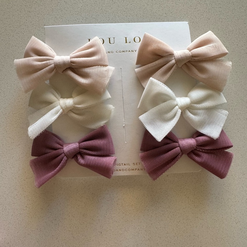 Lou Lou & Company Kids Bow Set - tan, White, mauve